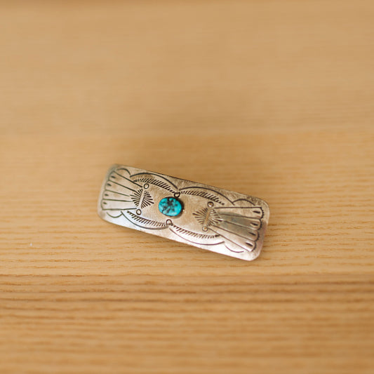 Sterling Silver Barrette with Genuine Turquoise